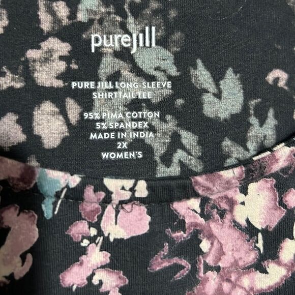 Pure Jill shirttail tee top tunic Pima cotton blend India 2X FIRM on PRICE - Picture 2 of 3